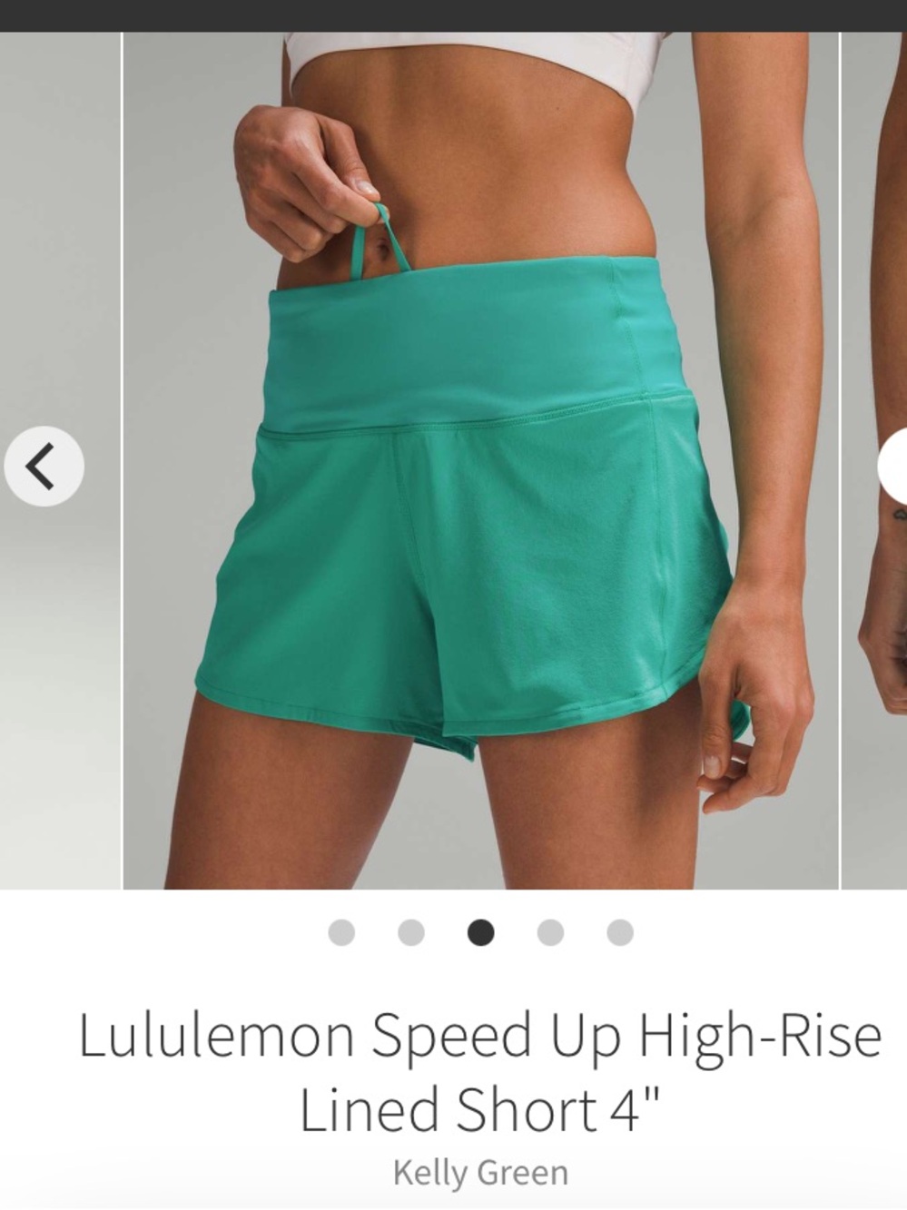 Lululemon Speed Up High-Rise Short 4" Green Athletic Shorts, size 6